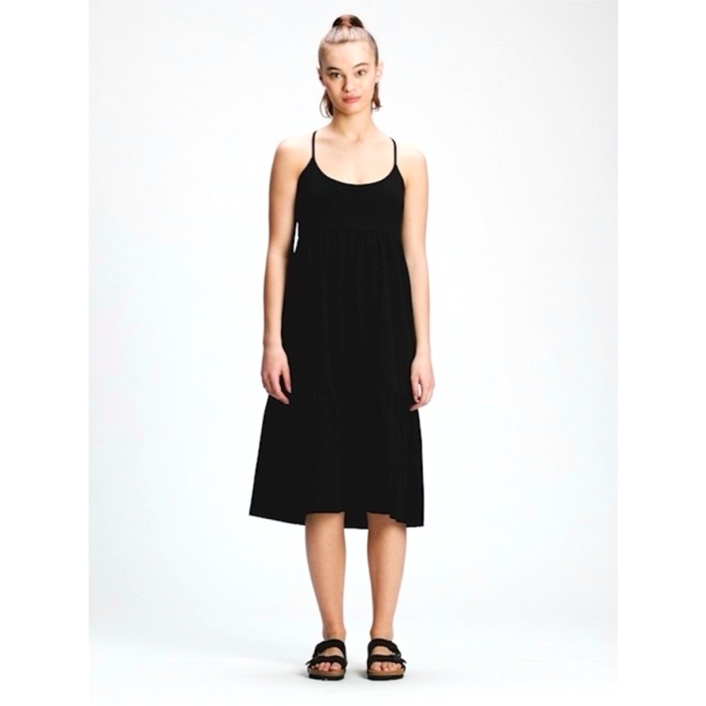 GAP Black Strappy Tiered Midi Sundress Dress size XL EUC
